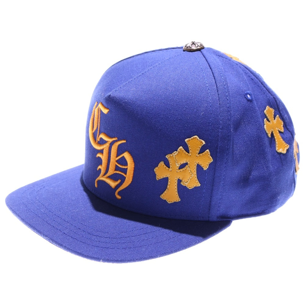 CHROME HEARTS(クロムハーツ) HAT 5 PANEL CAP BSBL SAX PRPL W/KLY GRN セメタリークロスパッチ ベースボールキャップ 帽子 ブルー/イエロー