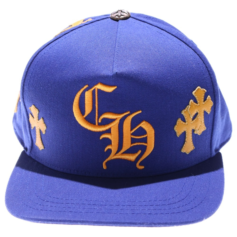 CHROME HEARTS(クロムハーツ) HAT 5 PANEL CAP BSBL SAX PRPL W/KLY GRN セメタリークロスパッチ ベースボールキャップ 帽子 ブルー/イエロー