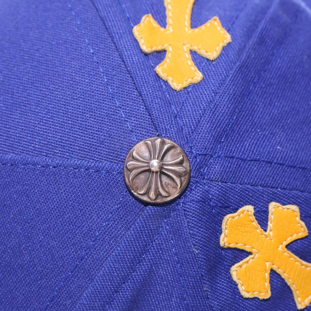 CHROME HEARTS(クロムハーツ) HAT 5 PANEL CAP BSBL SAX PRPL W/KLY GRN セメタリークロスパッチ ベースボールキャップ 帽子 ブルー/イエロー