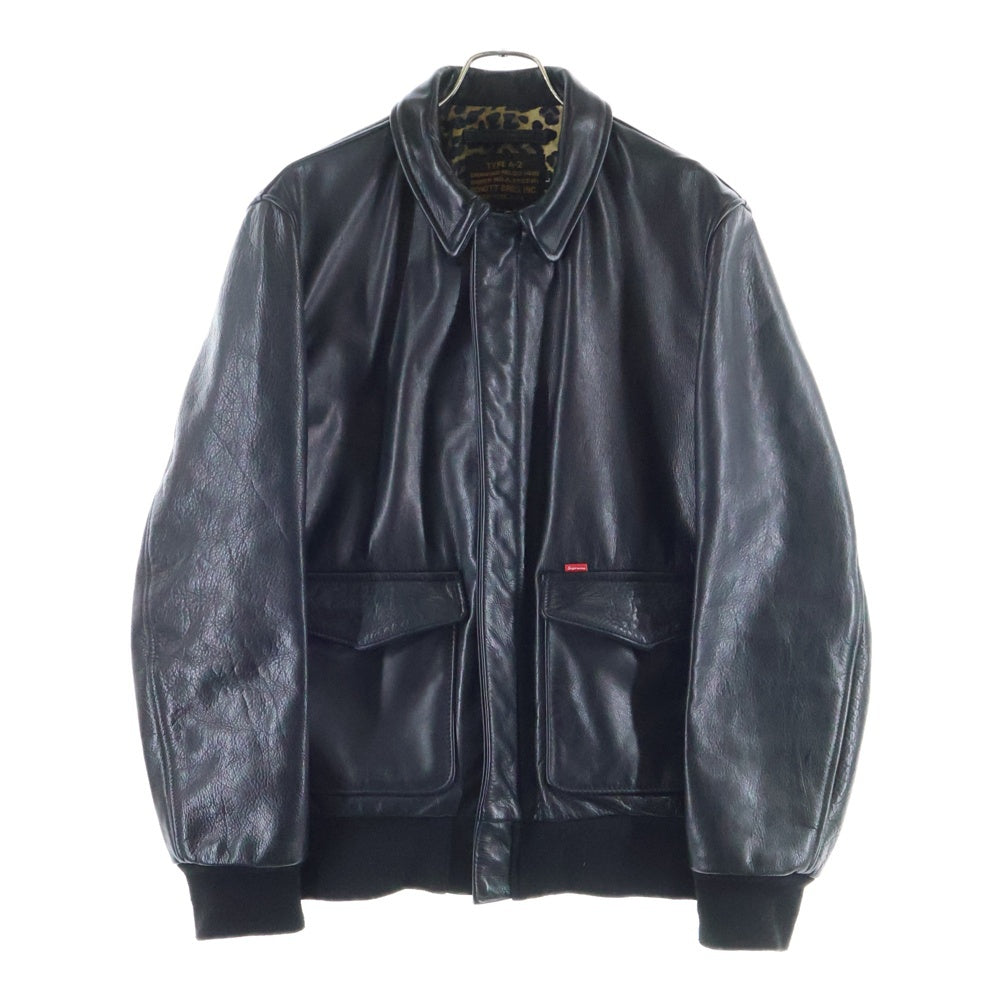 SUPREME(シュプリーム) ×SCHOTT TYPE A-2 Leather Jacket ショット ライダース レザージャケット ブラック