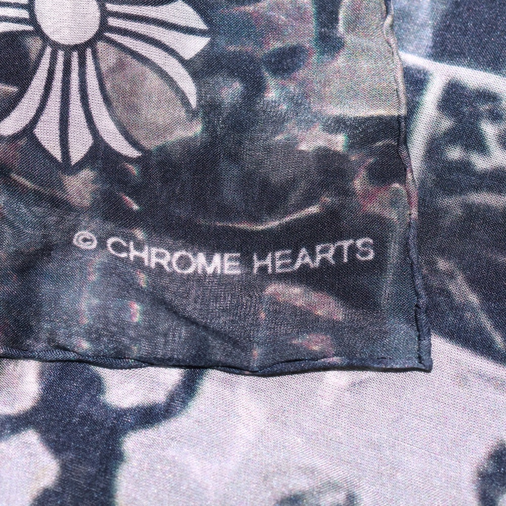 CHROME HEARTS(クロムハーツ) LIPSTONGUE ROLLING STONES SILK SCARF リップアンドタン ローリングストーンズ シルク総柄スカーフ ブラック