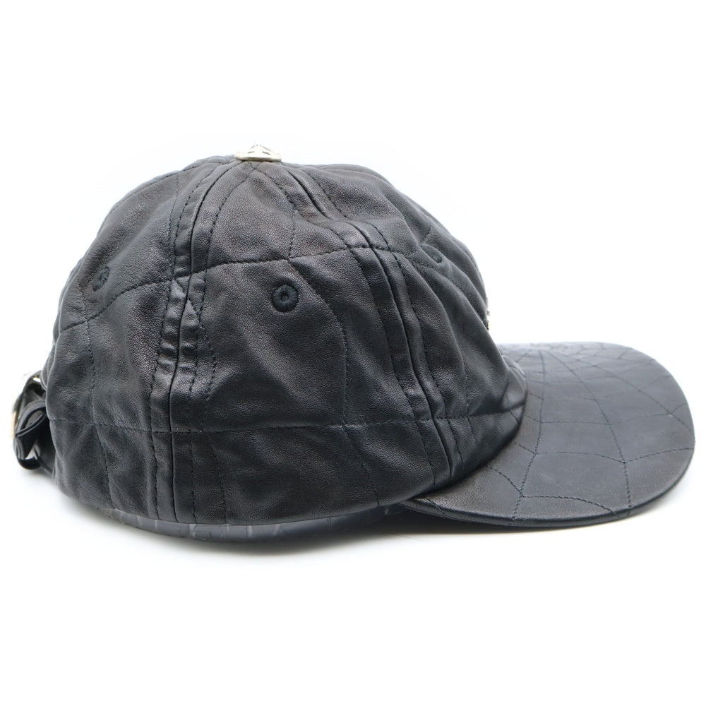 CHROME HEARTS(クロムハーツ) Spider Web スパイダーウェブ レザー キャップ 帽子 ブラック