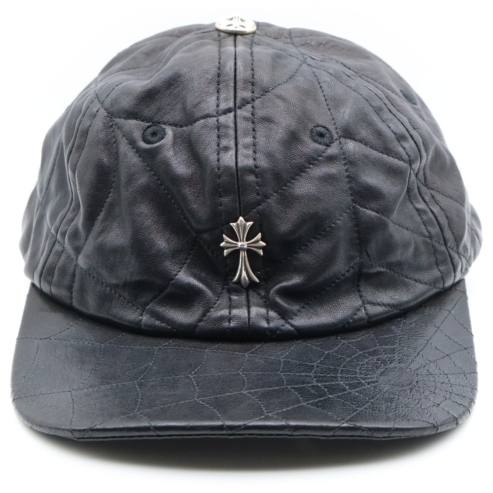 CHROME HEARTS(クロムハーツ) Spider Web スパイダーウェブ レザー キャップ 帽子 ブラック