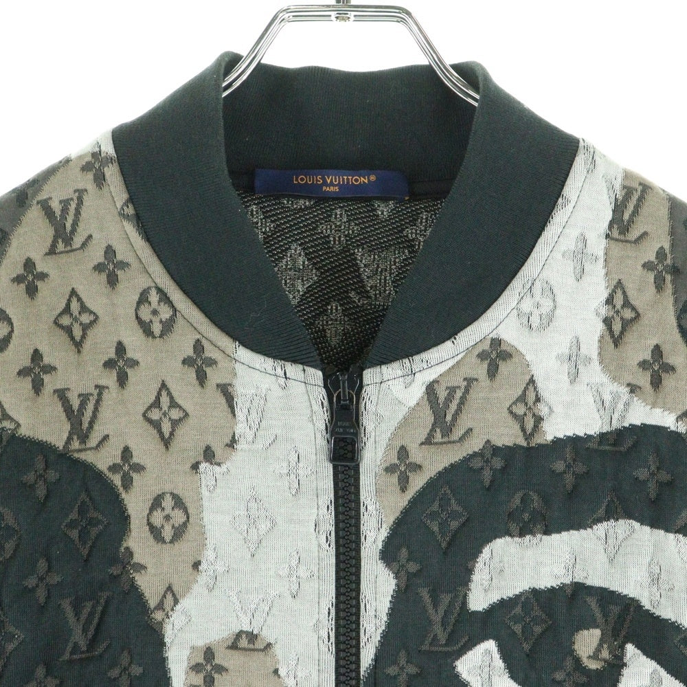 LOUIS VUITTON(ルイヴィトン) ×KID SUPER 23AW Monogram Cotton Jersey Bomber ×キッドスーパー モノグラム カモ柄 ボンバージャケット ブラック/ホワイト RM232 AFR HPY78W