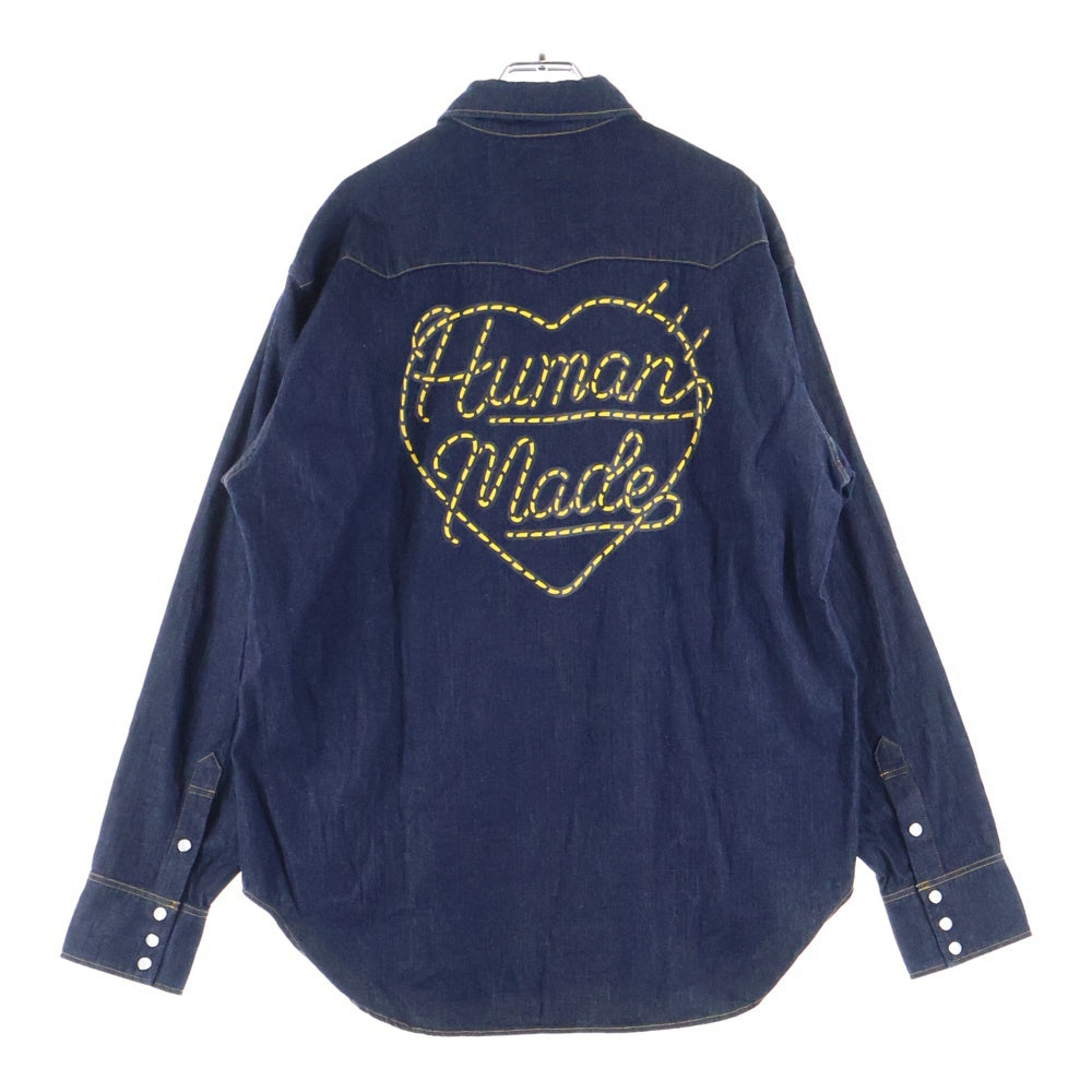 HUMAN MADE(ヒューマンメイド) 23SS DENIM WESTERN SHIRT デニムウエスタンシャツ ロゴプリント インディゴ