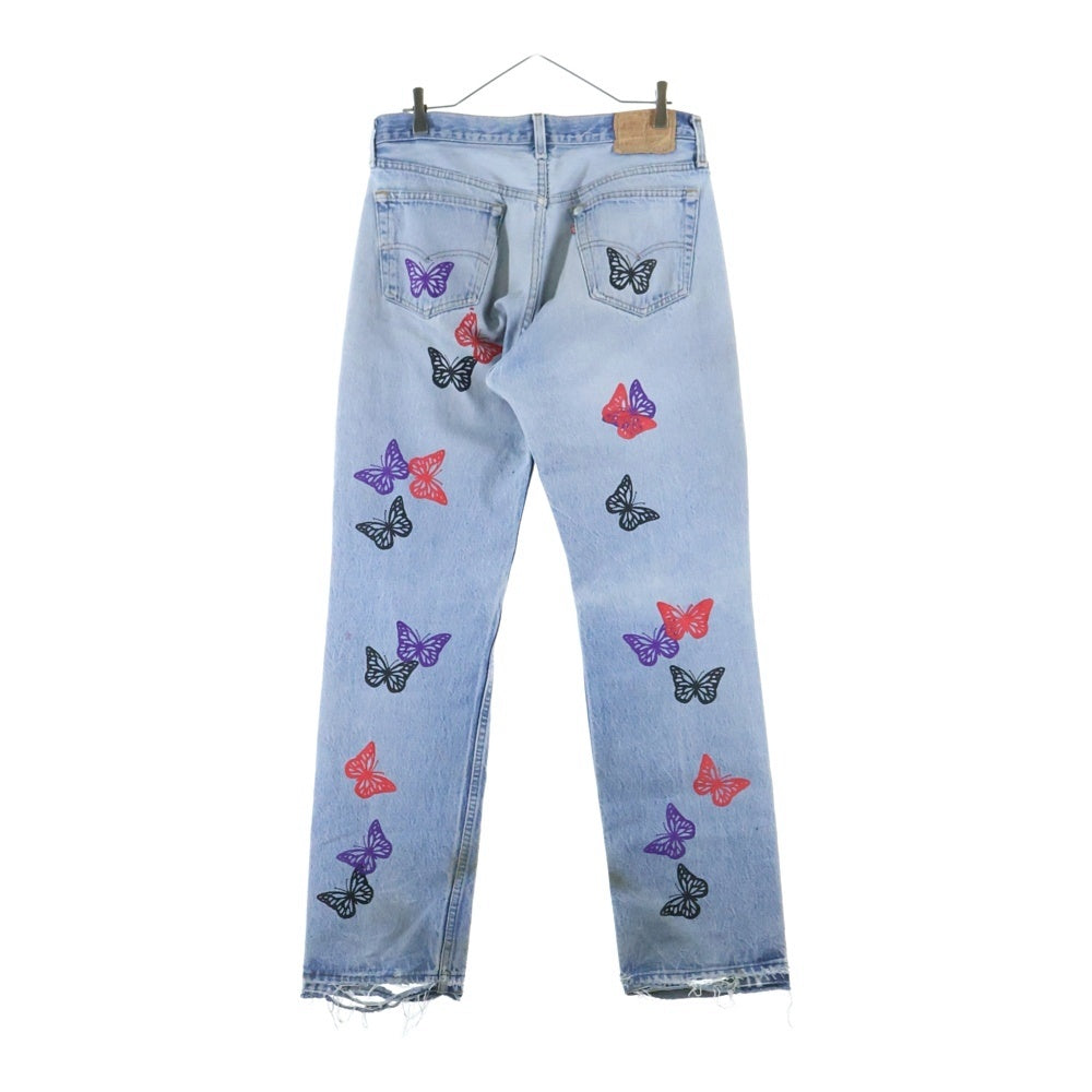 Levi's(リーバイス) ×About Dreams 501 Butterfly Denim ×アバウトドリームズ バタフライプリント リメイクデニムパンツ インディゴ