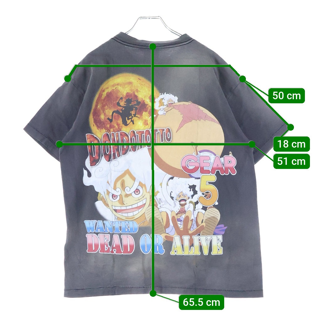 SAINT MICHAEL(セントマイケル) ONE PIECE OP_SS T-Shirt ワンピース ルフィ ヴィンテージ加工 プリント 半袖Tシャツ グレー