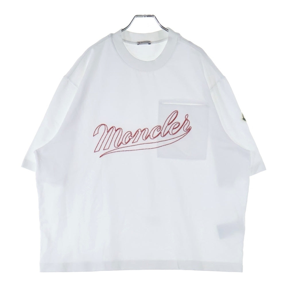 MONCLER(モンクレール) ロゴ刺繍 クルーネック 半袖Tシャツ カットソー ホワイト I10918C00005 899H5