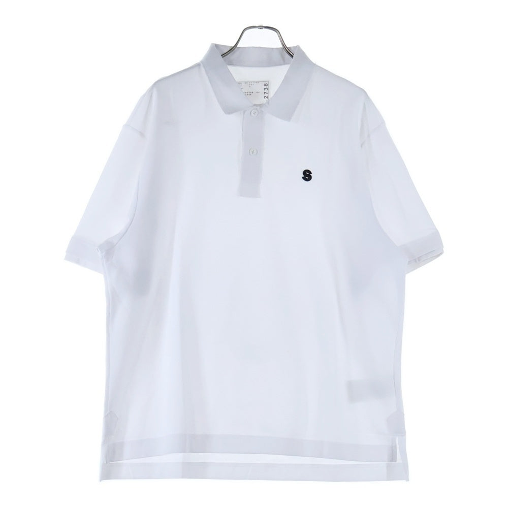 Sacai(サカイ) 22SS S pique polo Shirt 22-02738M ロゴ刺繍 カットアウト 半袖ポロシャツ ホワイト