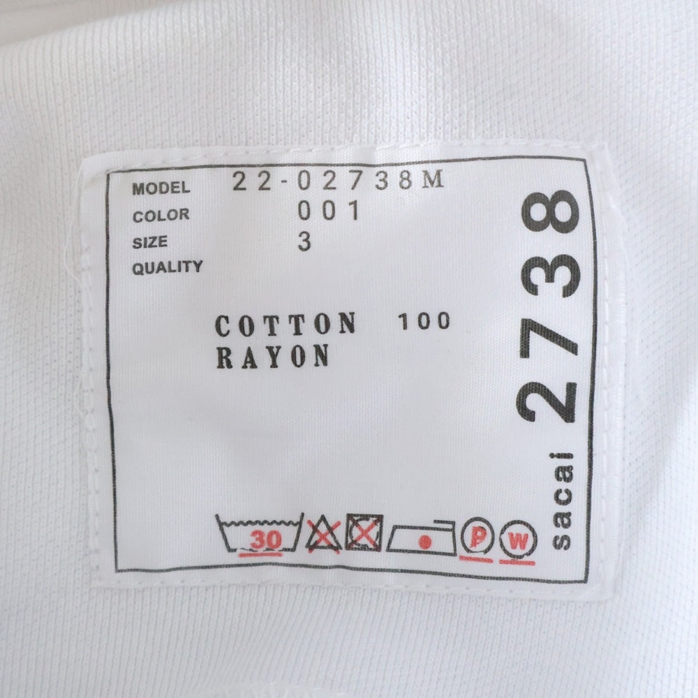 Sacai(サカイ) 22SS S pique polo Shirt 22-02738M ロゴ刺繍 カットアウト 半袖ポロシャツ ホワイト