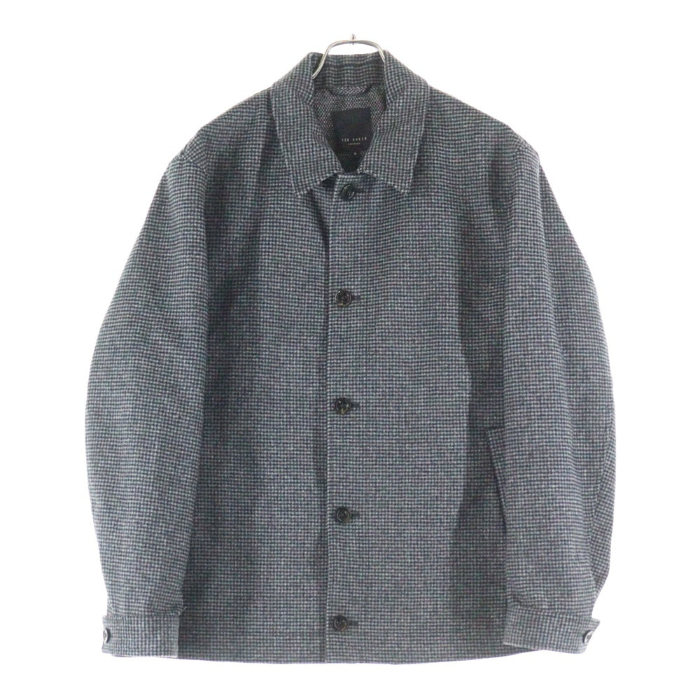 NO BRAND(ノーブランド) TED BAKER ウール混 チェック スタンドカラージャケット グレー