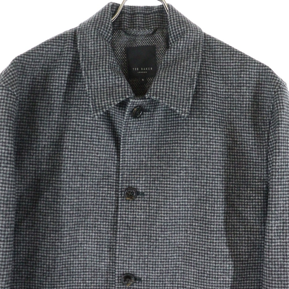 NO BRAND(ノーブランド) TED BAKER ウール混 チェック スタンドカラージャケット グレー