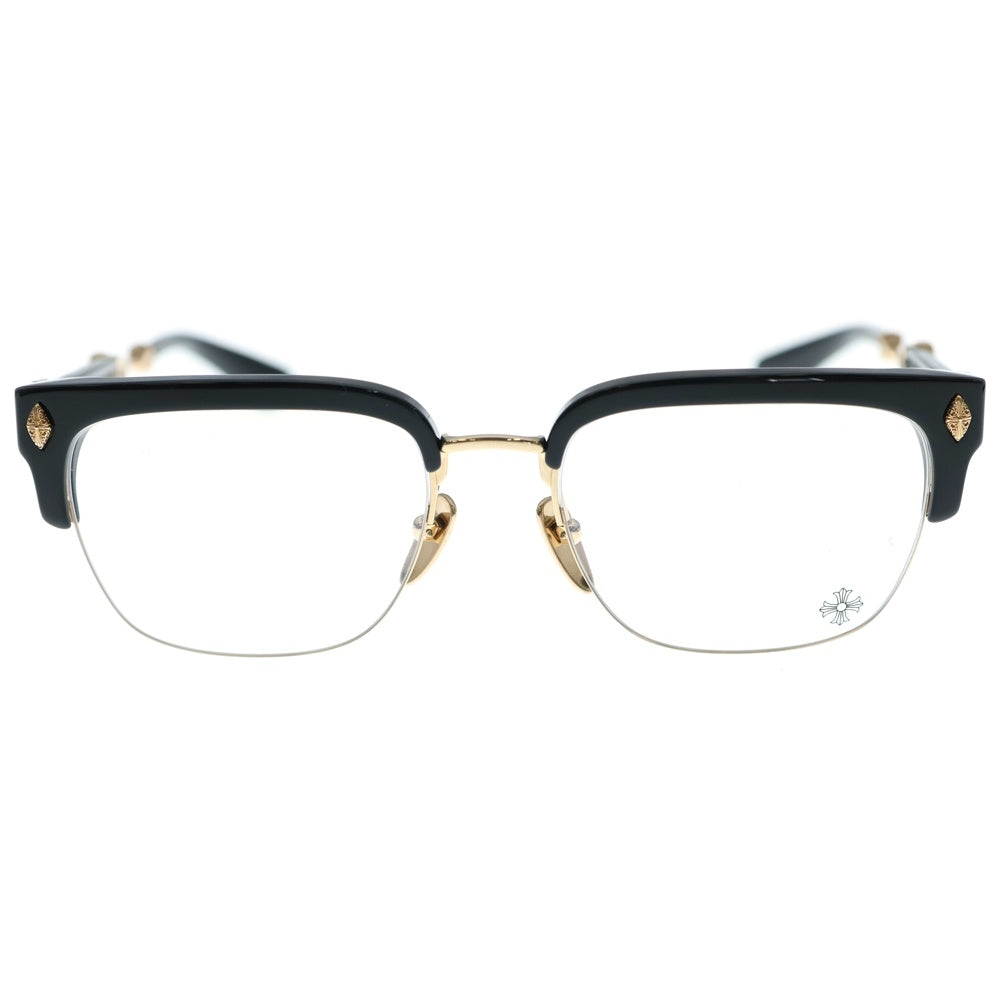 CHROME HEARTS(クロムハーツ) EVAGILIST-BK/GP ダガー&CHプラス装飾クリアレンズサングラス 眼鏡 ゴールド/ブラック