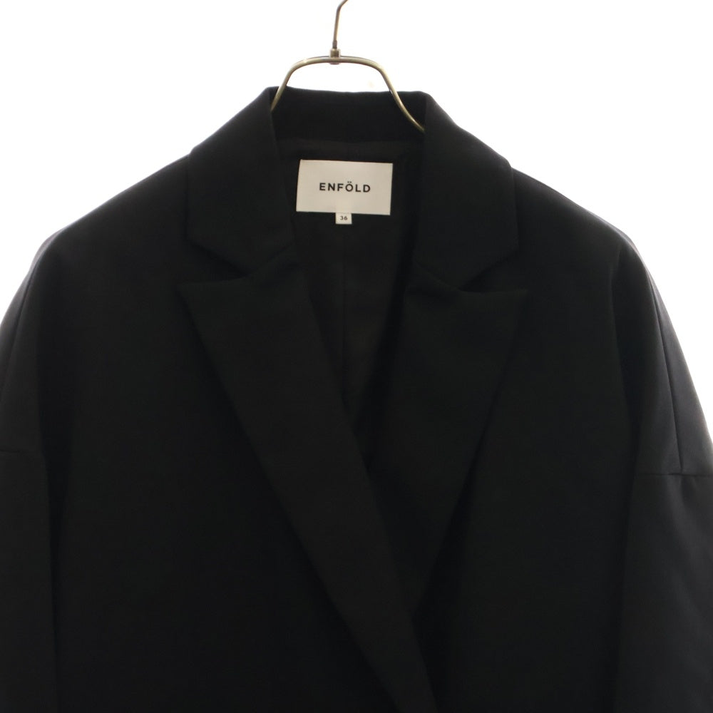 ENFOLD(エンフォルド) ダブル チェスターコート ブラック レディース 300CS230-0240
