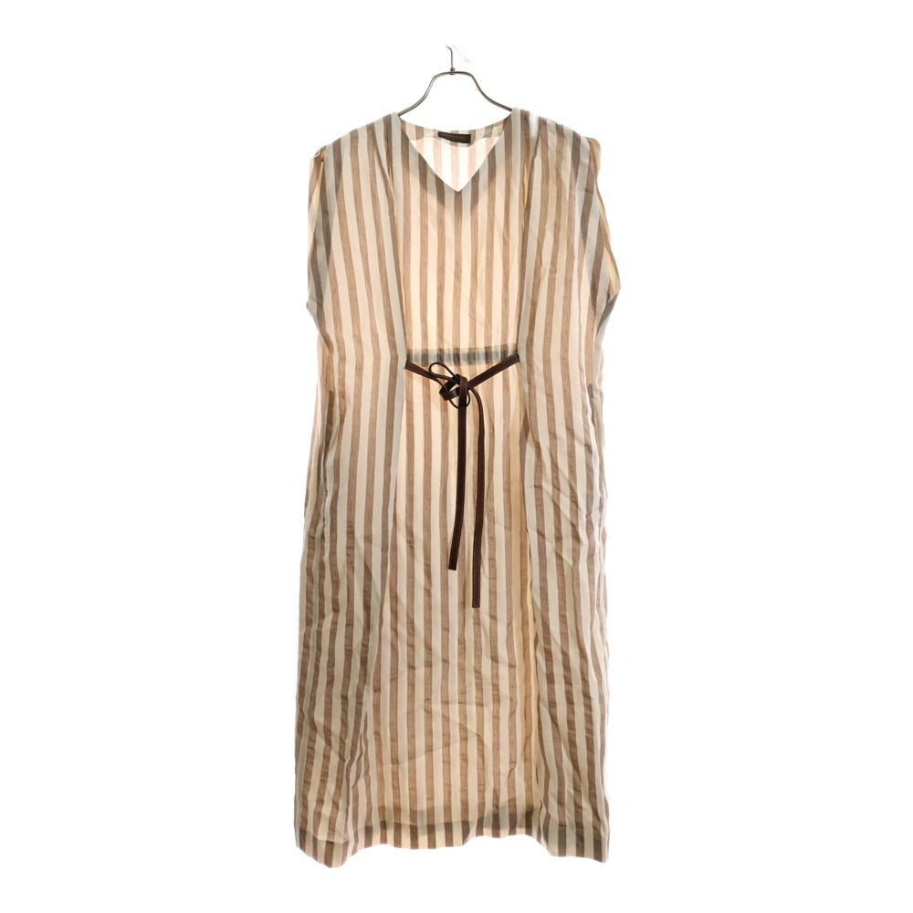 TOMORROWLAND(トゥモローランド) エフェクトストライプ Vネックワンピース ブラウン/ベージュ レディース 13-06-12-06404