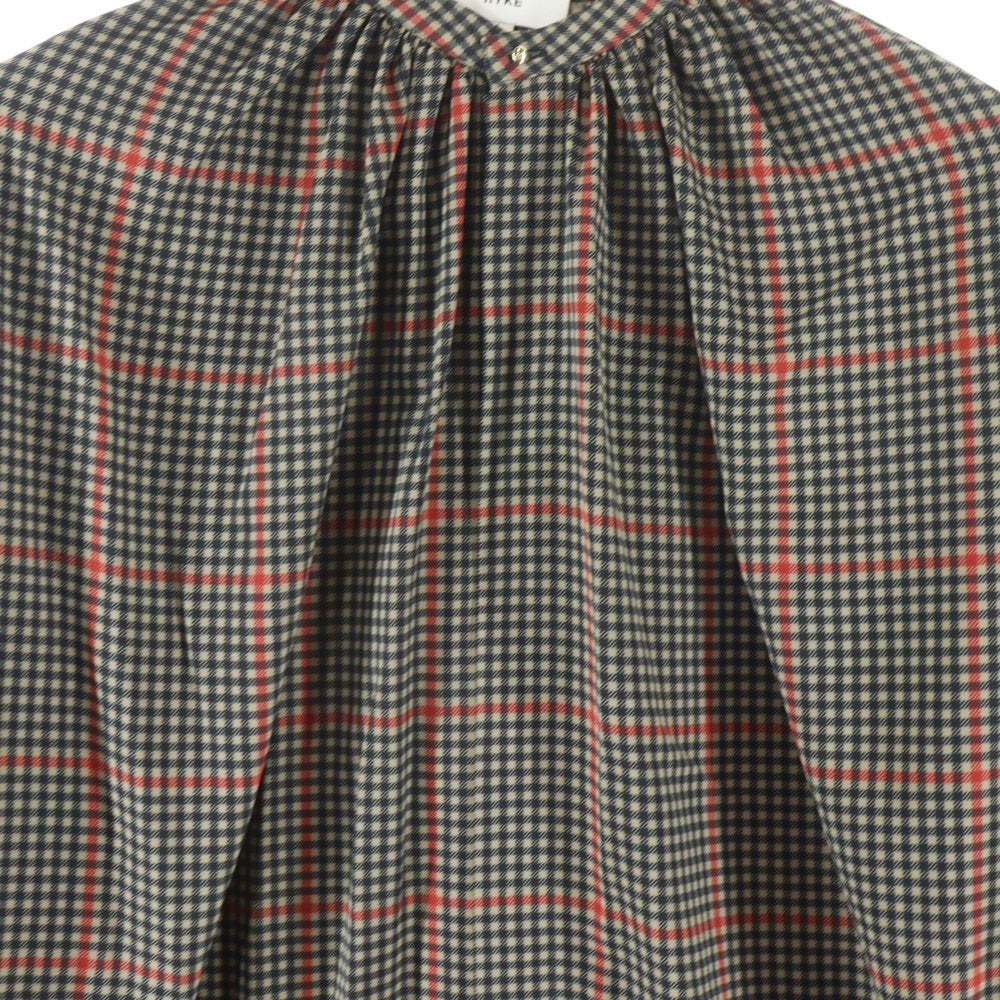 HYKE(ハイク) PLAID GATHERED BLOUSE チェックブラウス 長袖シャツ マルチ レディース