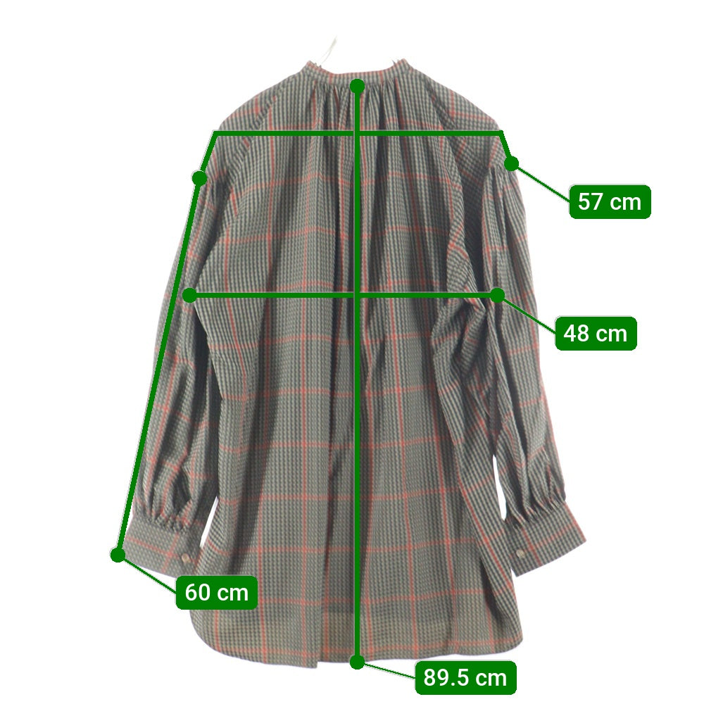 HYKE(ハイク) PLAID GATHERED BLOUSE チェックブラウス 長袖シャツ マルチ レディース