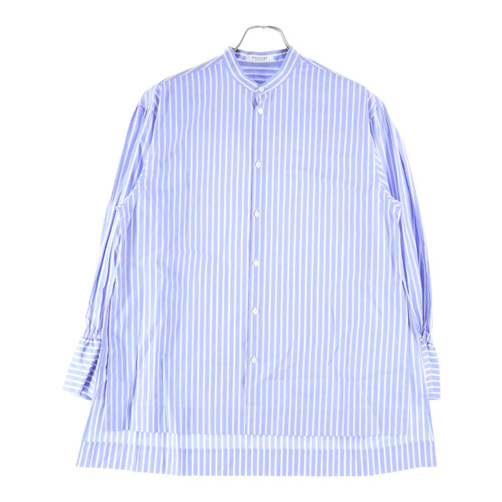 MACPHEE(マカフィ) スタンドカラー ストライプ 長袖シャツ ブルー レディース 12-01-31-01702
