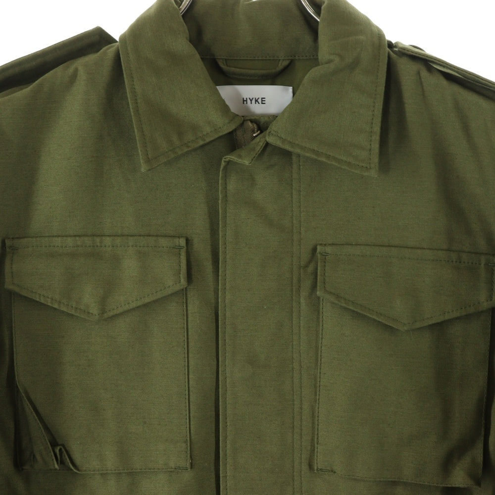 HYKE(ハイク) フィールドジャケット ミリタリーブルゾン カーキ レディース 17022
