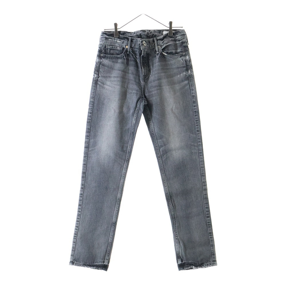 NO BRAND(ノーブランド) ジップフライ ダメージ加工 デニム スキニーパンツ グレー レディース
