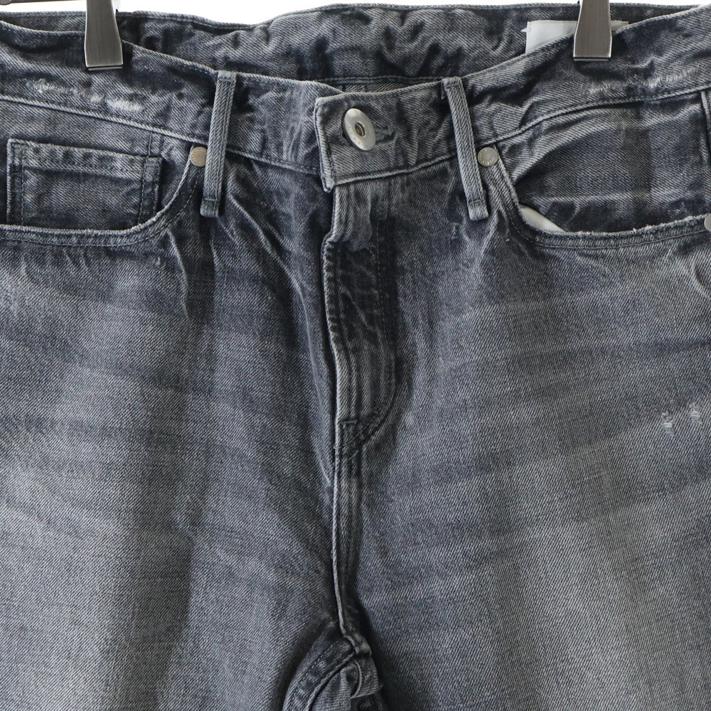 NO BRAND(ノーブランド) ジップフライ ダメージ加工 デニム スキニーパンツ グレー レディース