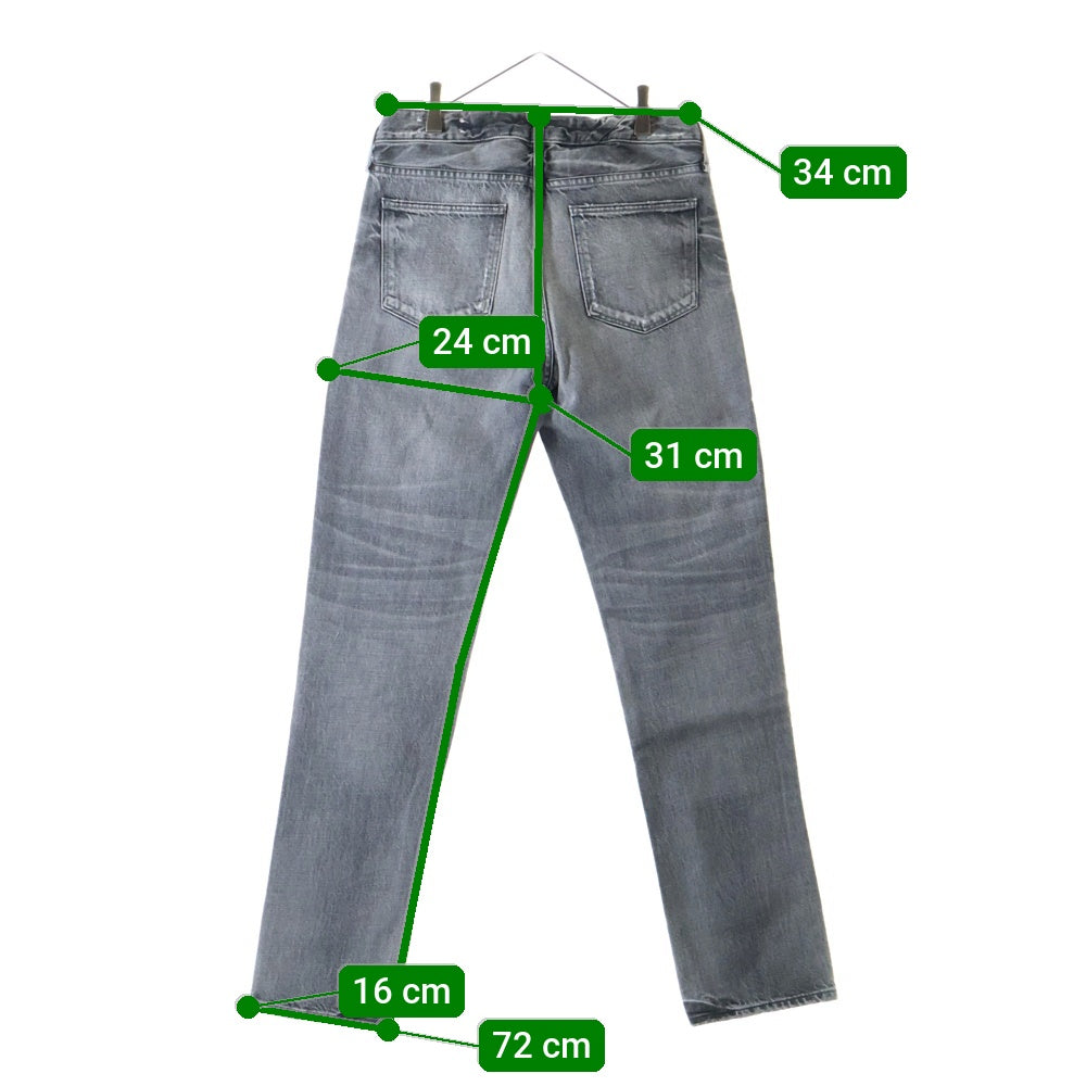 NO BRAND(ノーブランド) ジップフライ ダメージ加工 デニム スキニーパンツ グレー レディース