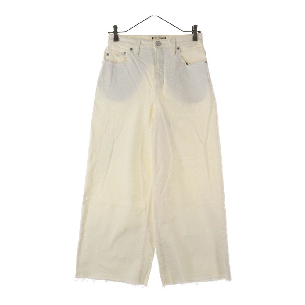 YANUK(ヤヌーク) カットオフ ワイド デニムパンツ ホワイト レディース 57181028