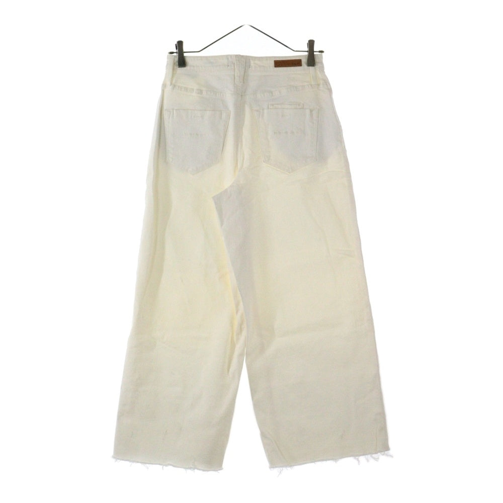 YANUK(ヤヌーク) カットオフ ワイド デニムパンツ ホワイト レディース 57181028
