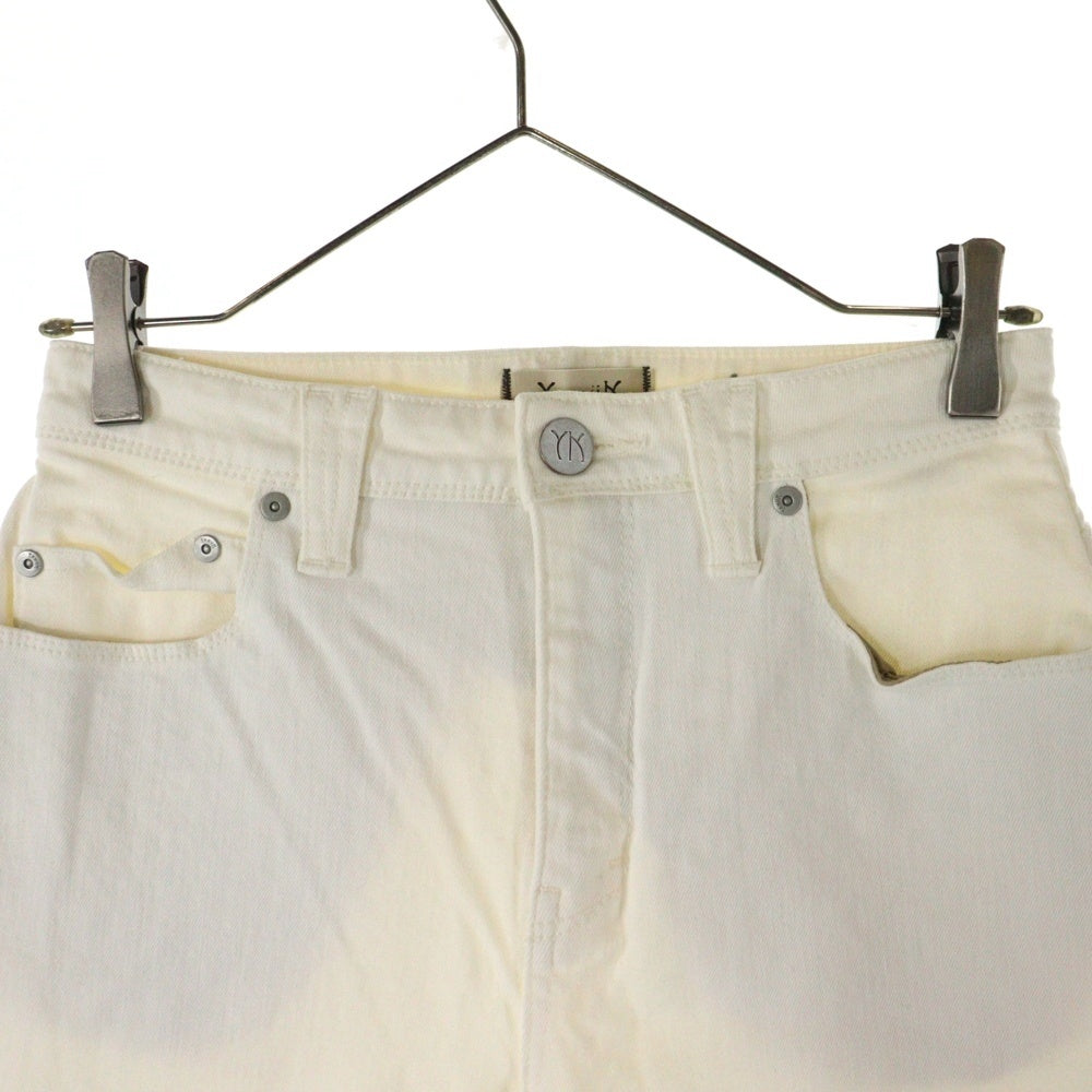 YANUK(ヤヌーク) カットオフ ワイド デニムパンツ ホワイト レディース 57181028