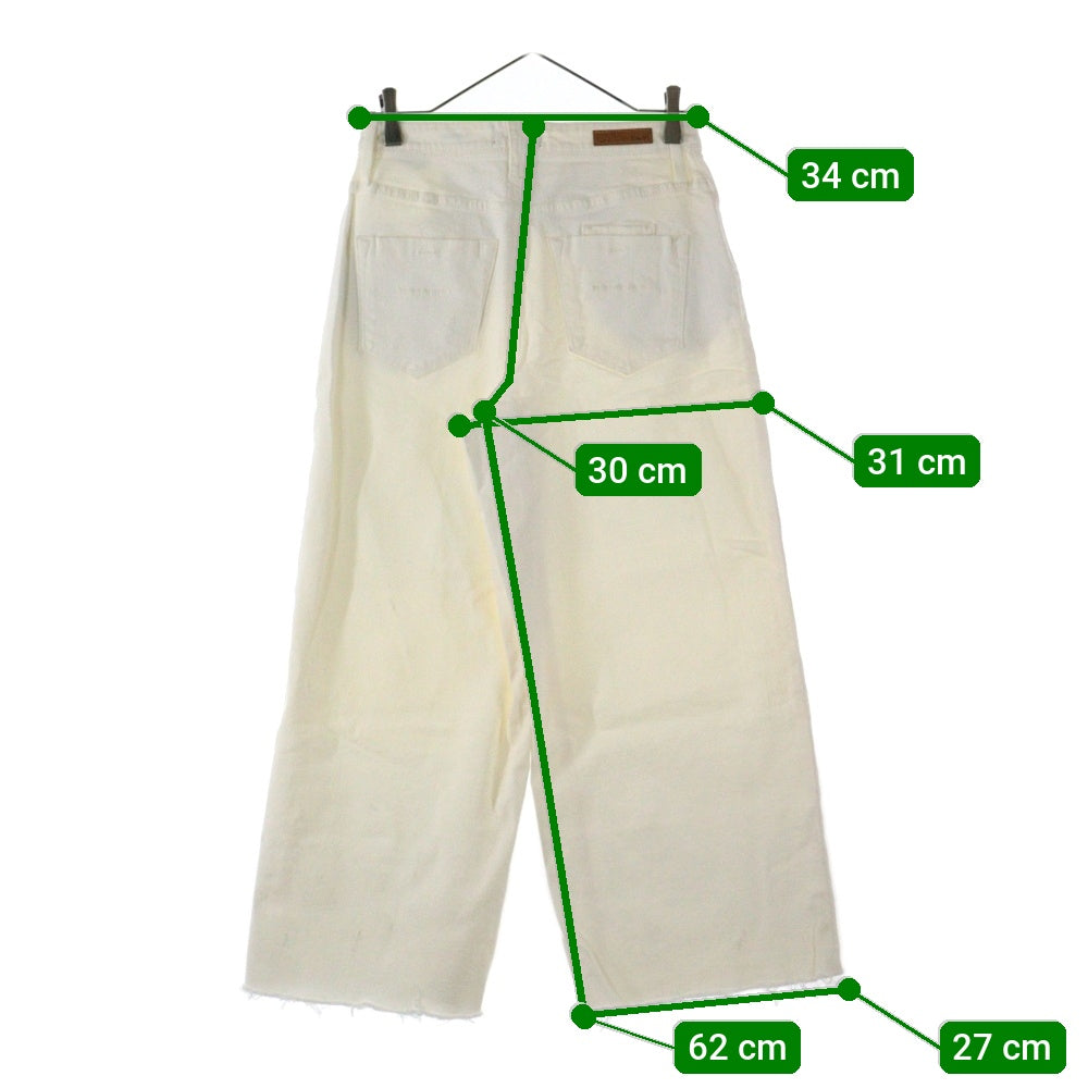 YANUK(ヤヌーク) カットオフ ワイド デニムパンツ ホワイト レディース 57181028