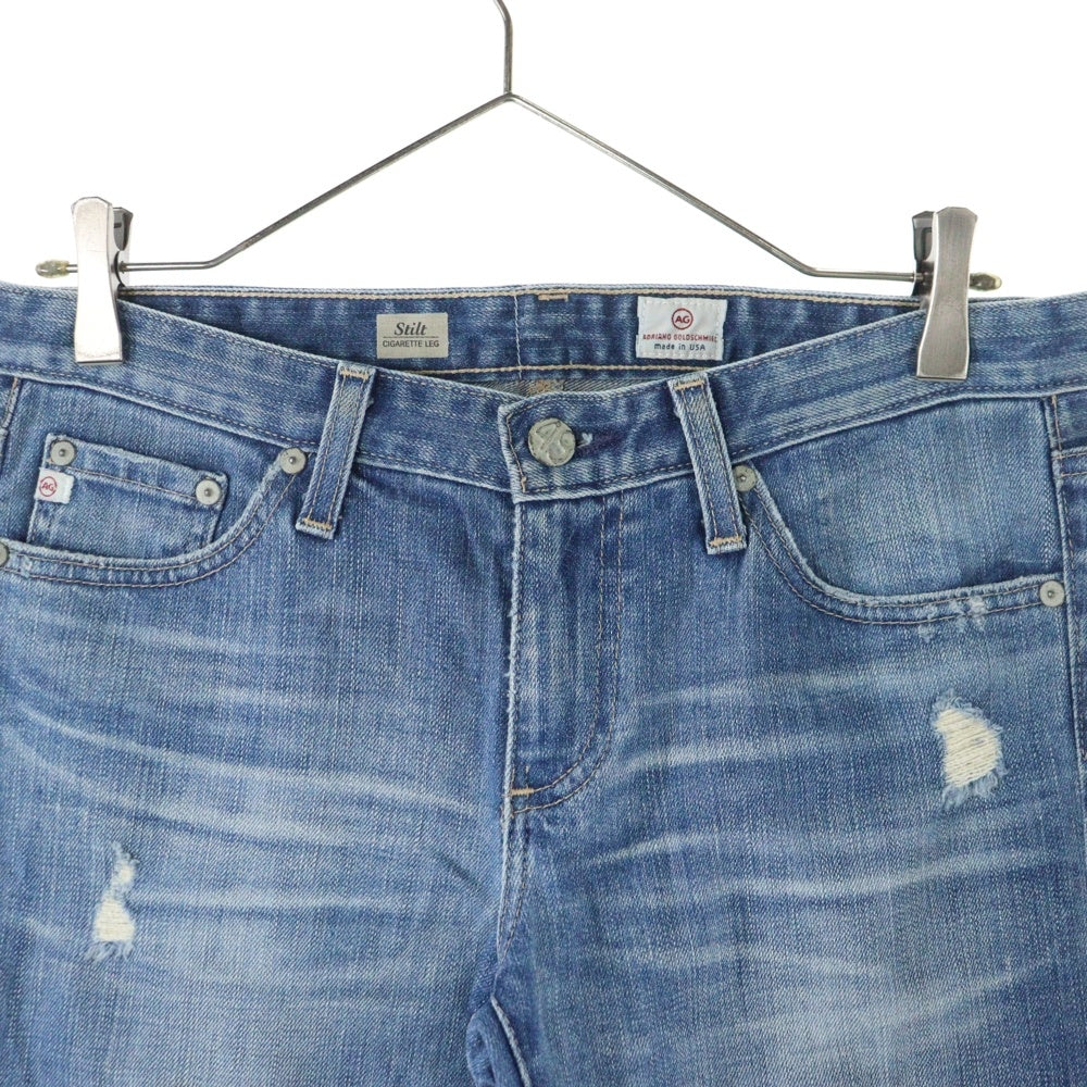 ADRIANO GOLDSCHMIED(アドリアーノゴールドシュミット) ジップフライ ダメージ加工 デニム スキニーパンツ インディゴ レディース AG-21351