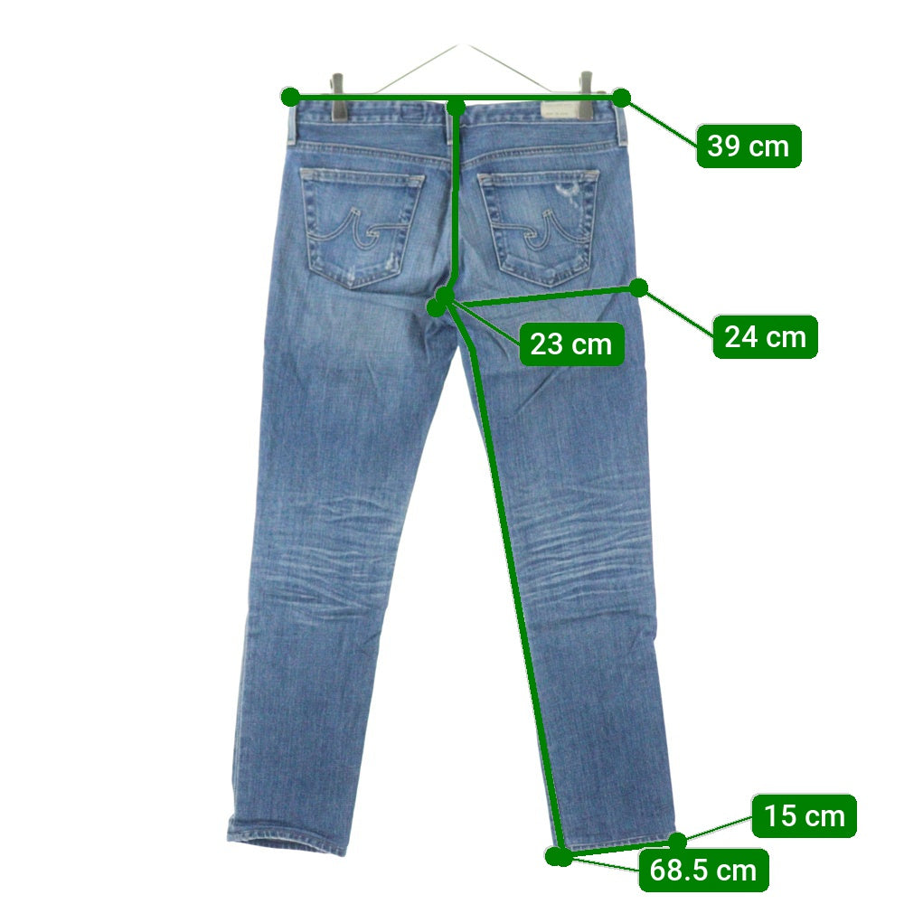 ADRIANO GOLDSCHMIED(アドリアーノゴールドシュミット) ジップフライ ダメージ加工 デニム スキニーパンツ インディゴ レディース AG-21351