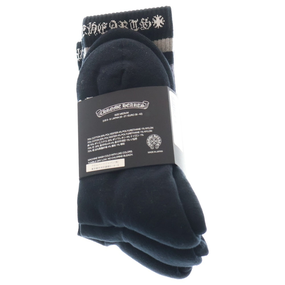 CHROME HEARTS(クロムハーツ) CH SOCKS VINE DAGGER ヴァインダガー刺繍 ボーダーソックス 靴下 3点セット ブラック