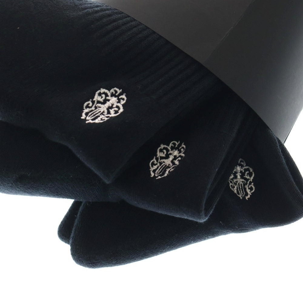 CHROME HEARTS(クロムハーツ) CH SOCKS VINE DAGGER ヴァインダガー刺繍 ボーダーソックス 靴下 3点セット ブラック