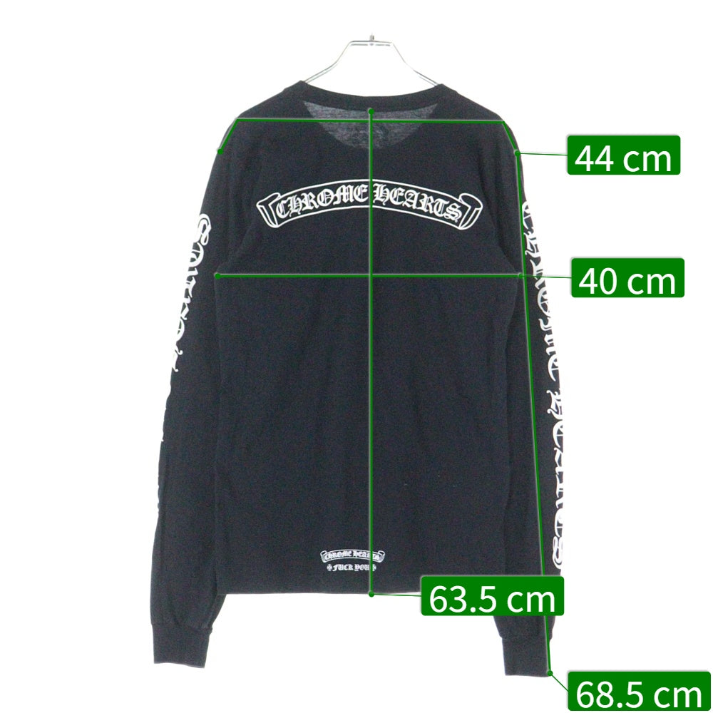CHROME HEARTS(クロムハーツ) CH SCROLL LABEL FUCKYOU L/S /1 スクロールラベル ファックユーアームプリント長袖Tシャツ ブラック