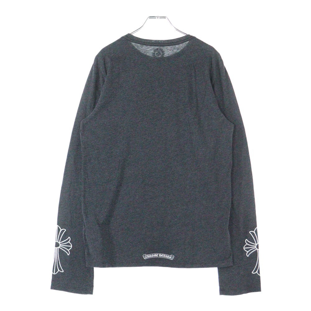 CHROME HEARTS(クロムハーツ) CUFF CROSS L/S カフクロス 長袖Tシャツ ロンT グレー/ホワイト