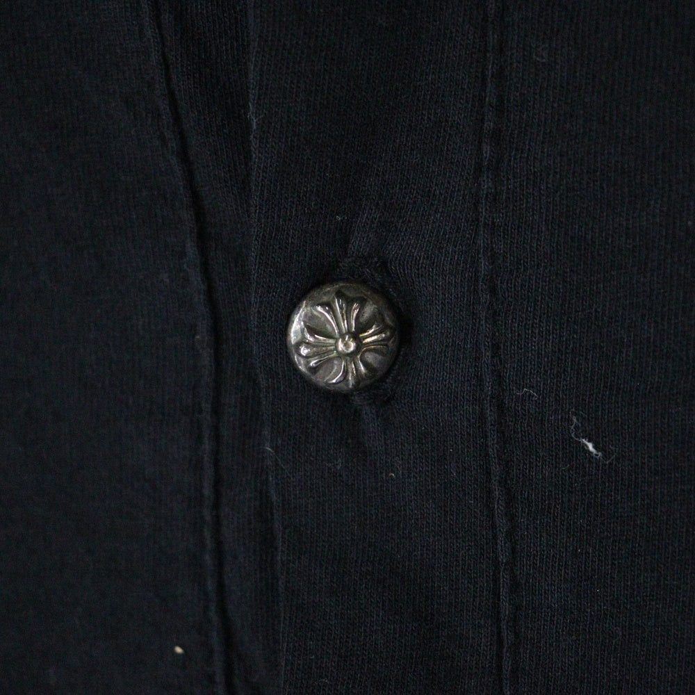 CHROME HEARTS(クロムハーツ) CHクロスプリント クロスボールボタン付き ヘンリーネック長袖Tシャツ カットソー ブラック