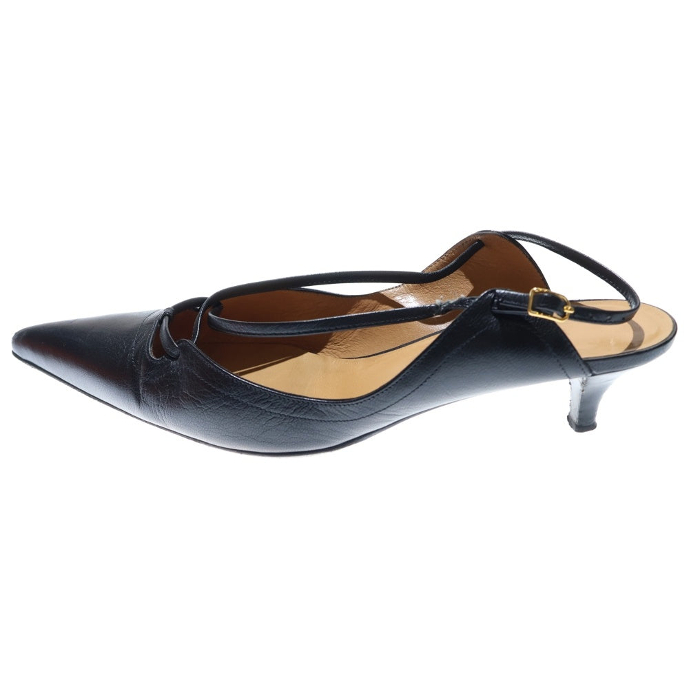 HERMES(エルメス) クロスベルト レザー サンダル ブラック レディース