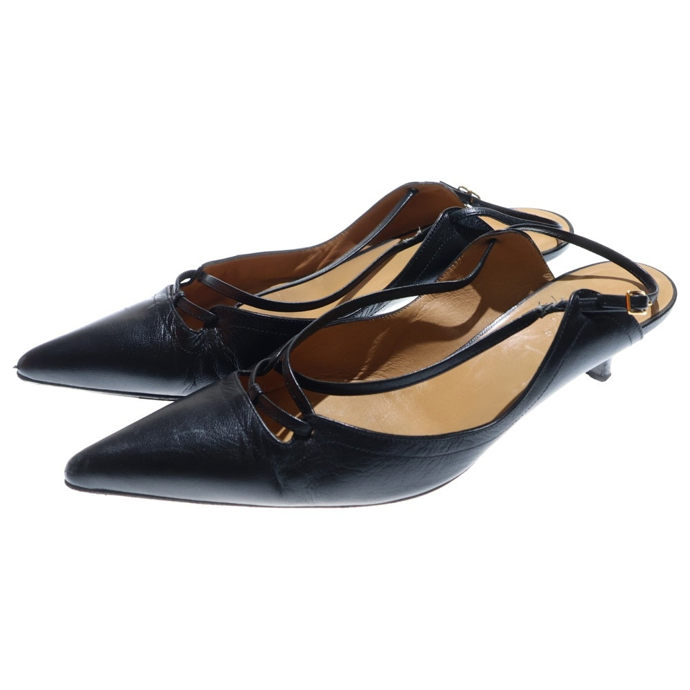 HERMES(エルメス) クロスベルト レザー サンダル ブラック レディース