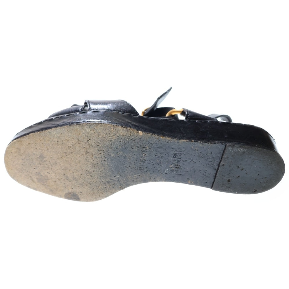 HERMES(エルメス) レザー コーンヒール パンプス ブラック レディース