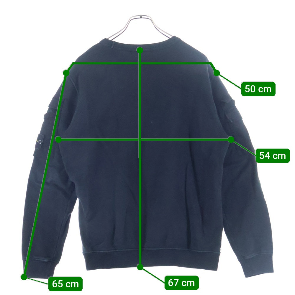 STONE ISLAND(ストーンアイランド) SHOULDER POCKET CREWNECK SWEATSHIRT 791560577 ダブルポケットワッペン付クルーネック長袖トレーナー スウェット ブラック