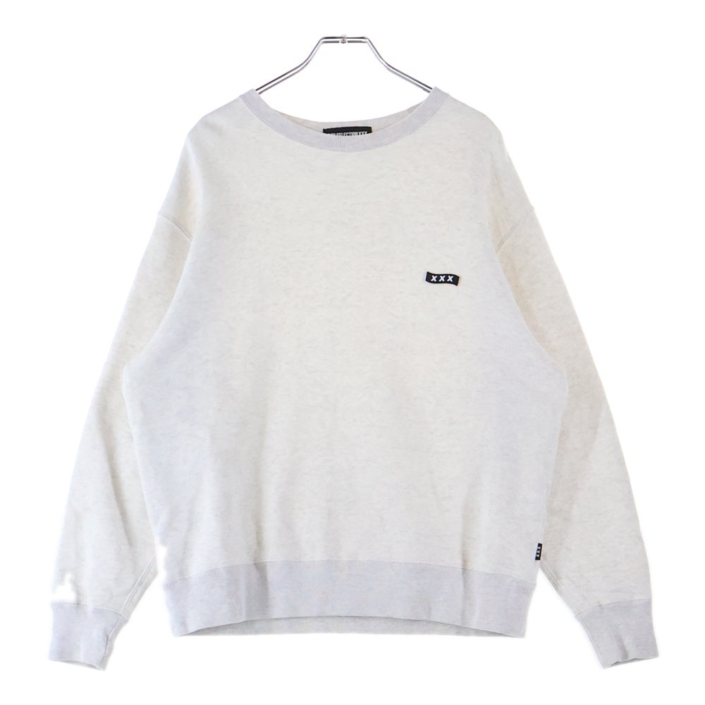 GOD SELECTION XXX(ゴッドセレクショントリプルエックス) ワンポイントロゴ クルーネックスウェットシャツ トレーナー グレー