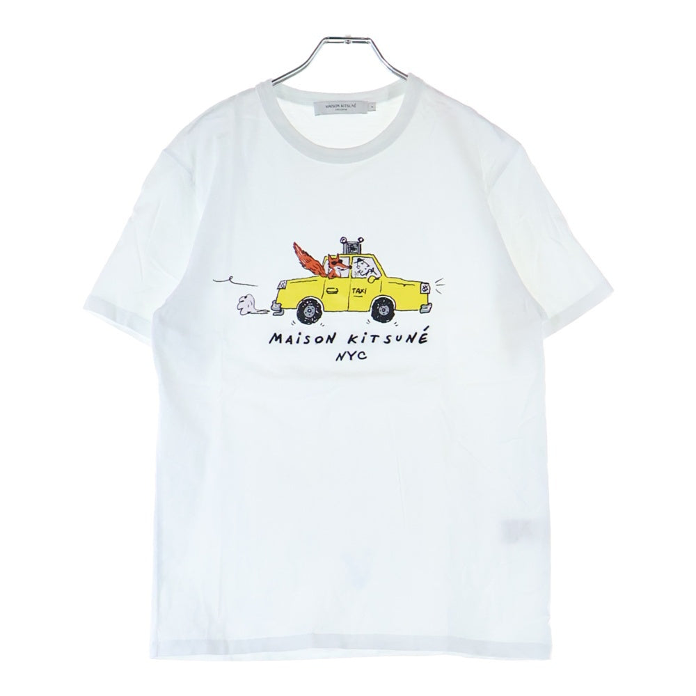 MAISON KITSUNE(メゾンキツネ) OLY タクシー フォックス プリント 半袖Tシャツ ホワイト IU00101KJ0008
