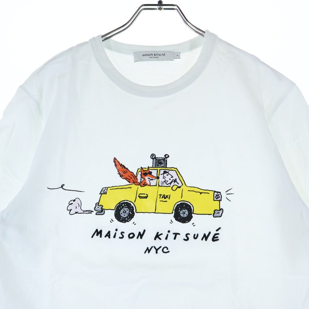 MAISON KITSUNE(メゾンキツネ) OLY タクシー フォックス プリント 半袖Tシャツ ホワイト IU00101KJ0008