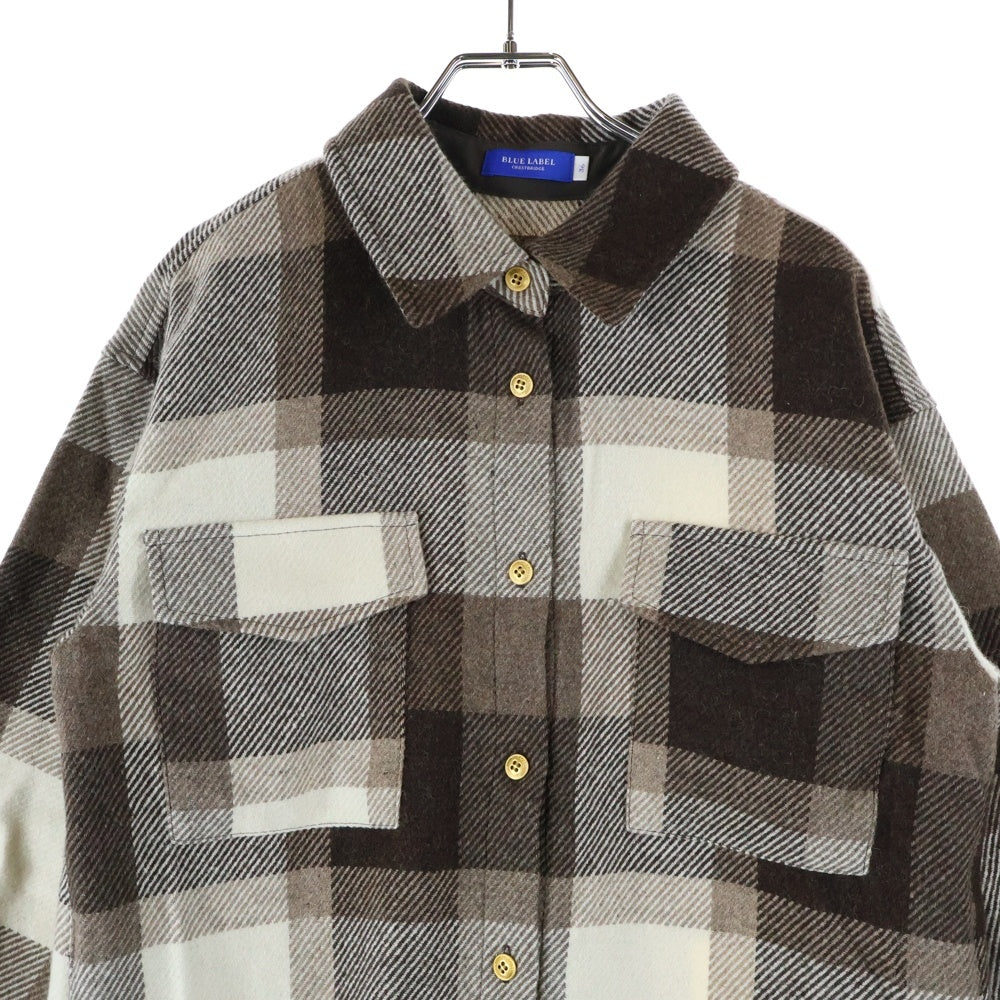 BLUE LABEL CRESTBRIDGE(ブルーレーベルクレストブリッジ) 長袖チェックシャツワンピース ブラウン レディース 55J10-480-56