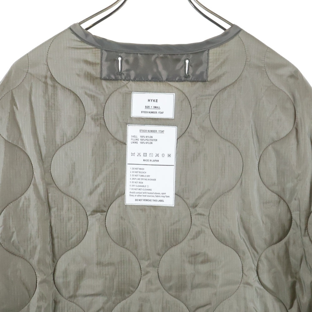 HYKE(ハイク) 20AW ナイロン キルティング コート カーキ レディース 202-17247