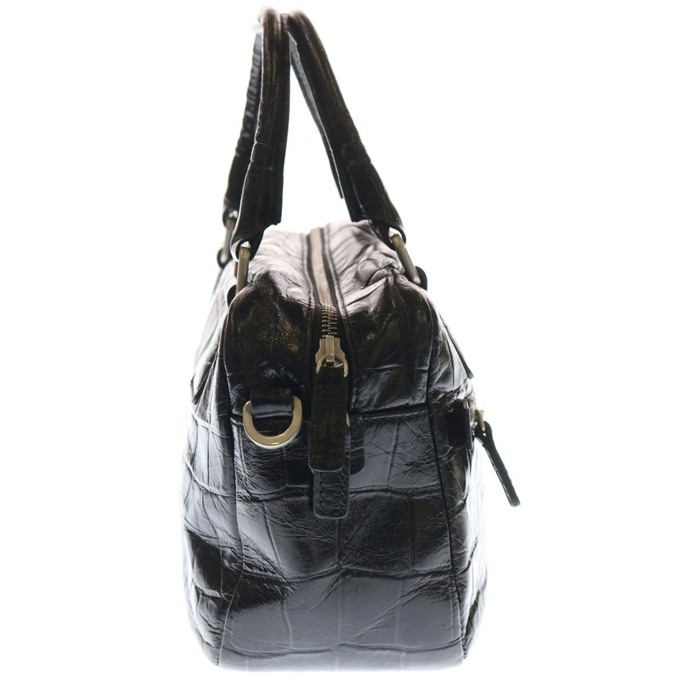 DES PRES(デプレ) クロコ型押し 2WAY ハンドバッグ ショルダーバッグ ブラック