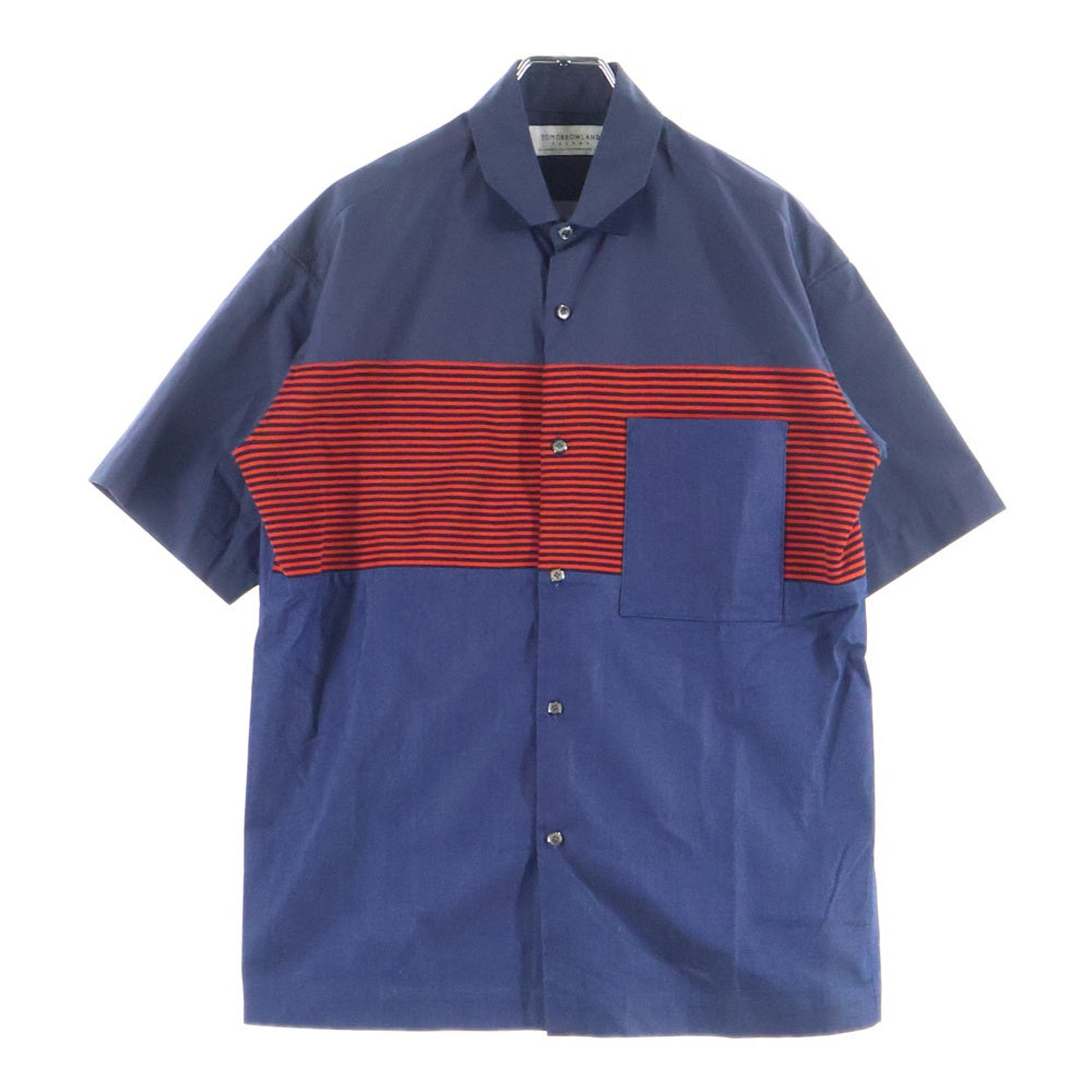 TOMORROWLAND(トゥモローランド) ボーダー 半袖シャツ ネイビー/レッド 63-05-62-05211