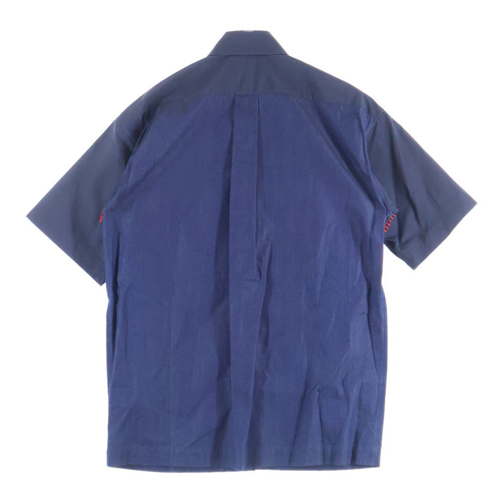 TOMORROWLAND(トゥモローランド) ボーダー 半袖シャツ ネイビー/レッド 63-05-62-05211