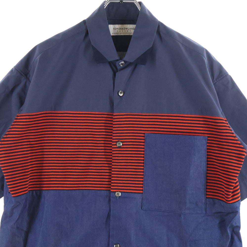 TOMORROWLAND(トゥモローランド) ボーダー 半袖シャツ ネイビー/レッド 63-05-62-05211